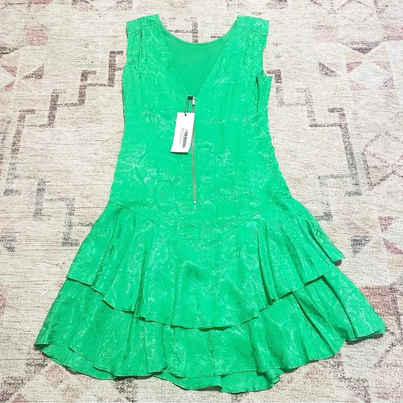 NWT Karen Millen Animal Jacquard Drop-Waist Dress - Green Size 4 new with tags - Picture 9 of 16